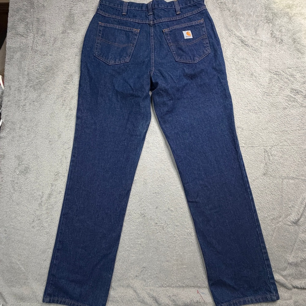 Carhartt Relaxed Fit Jeans Mens 33x33 Dark Wash Denim Workwear Pants 381-83 - Picture 3 of 9